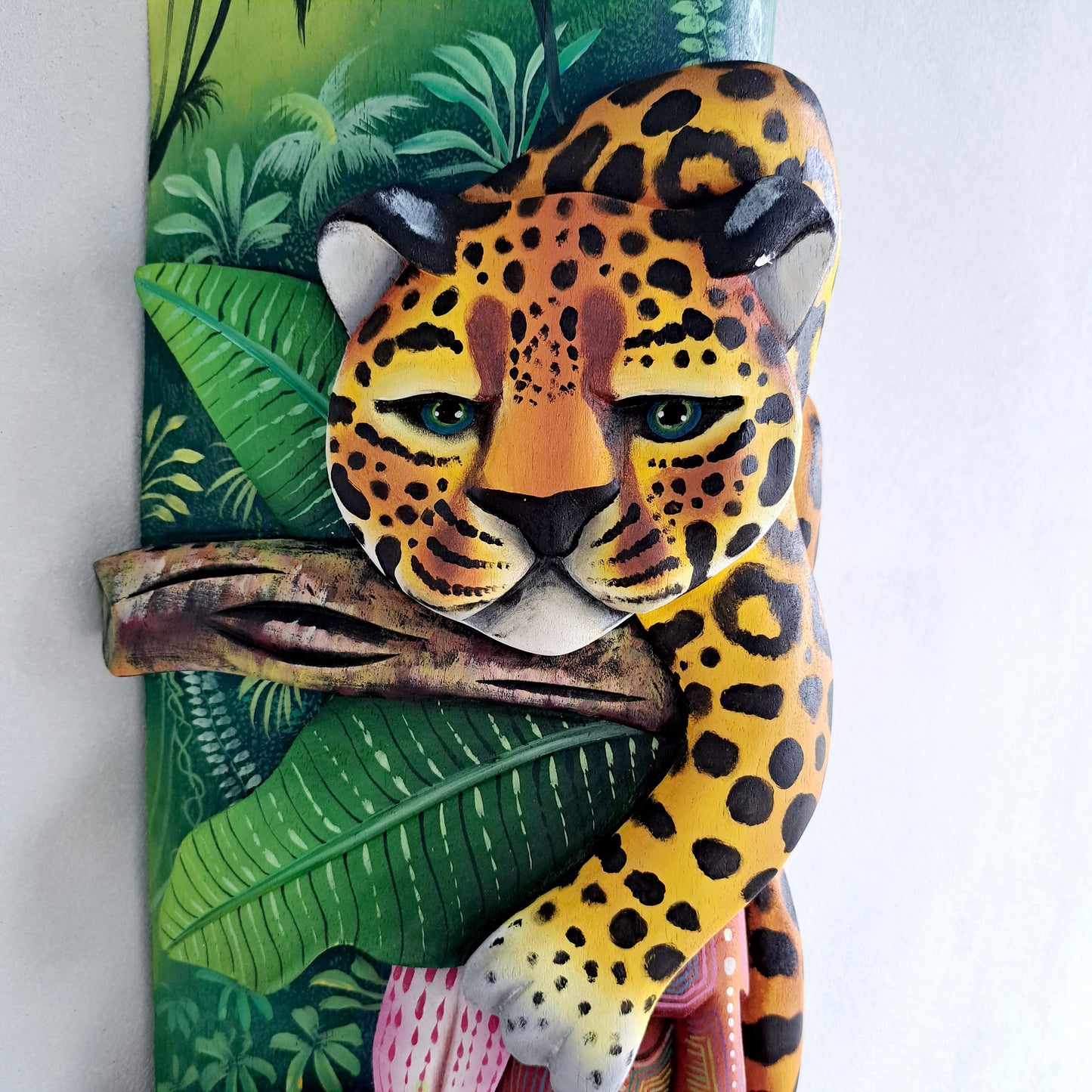 Authentic Boruca mask, birds, orchid, jaguar, wooden mask, tribal art Costa Rica, available mask