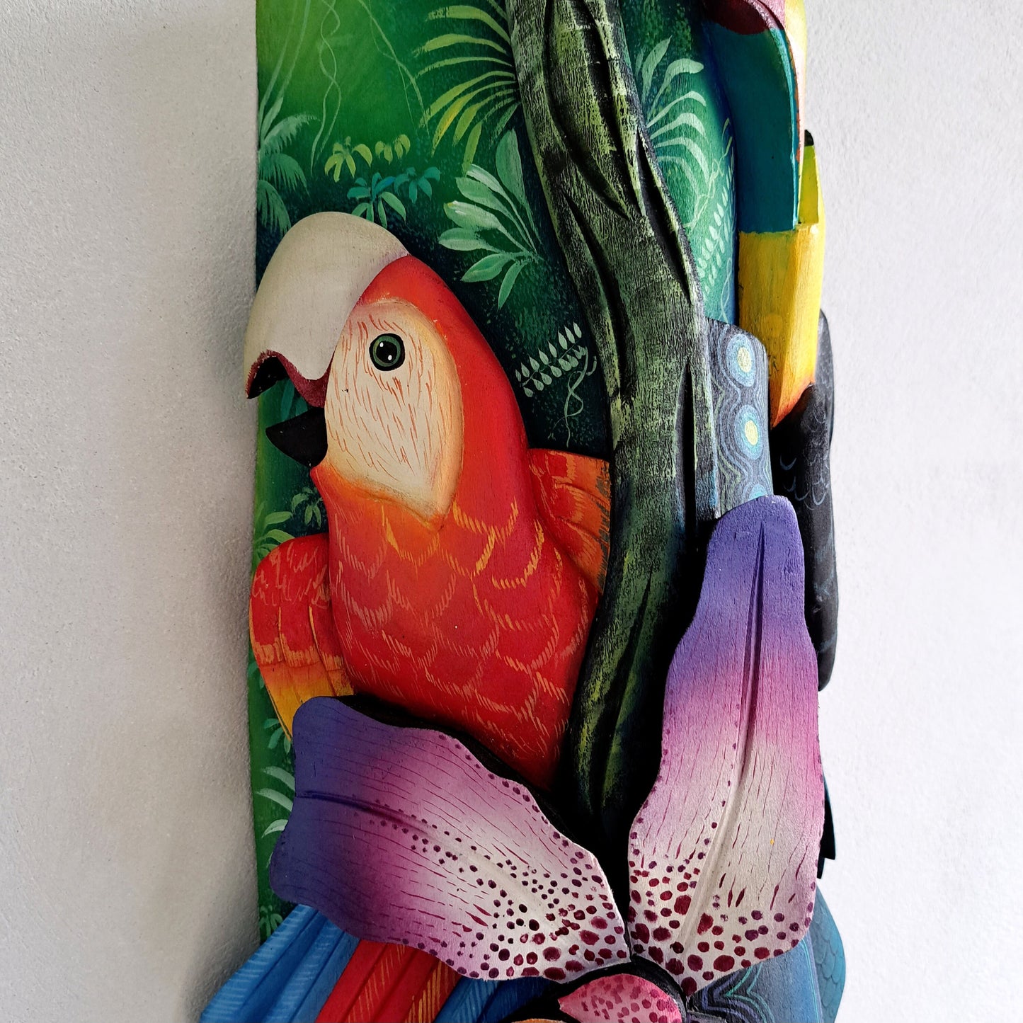 Authentic Boruca mask, birds, orchid, jaguar, wooden mask, tribal art Costa Rica, available mask