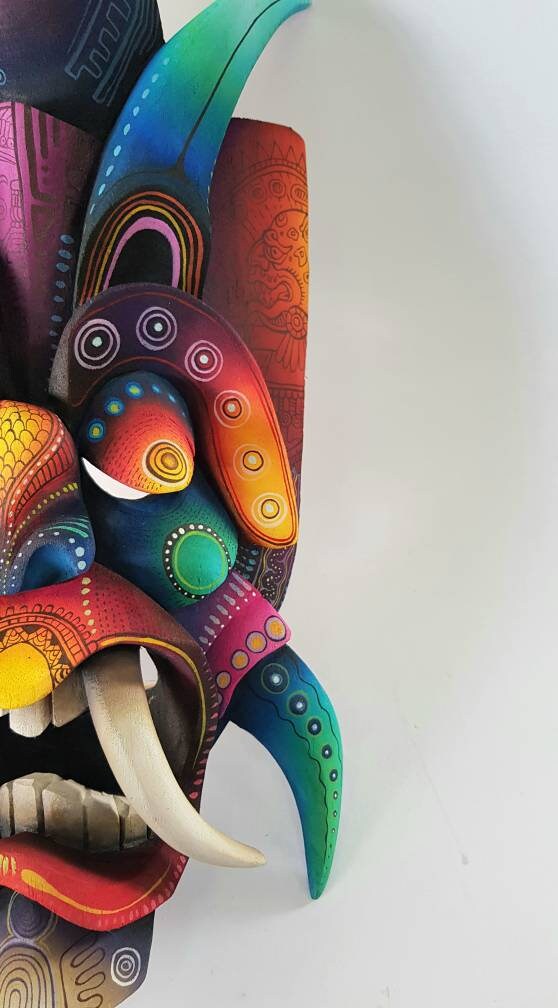 Authentic Boruca Mask, Costa Rica indigenous Art, tribal Mask, incredible design, warrior mask.