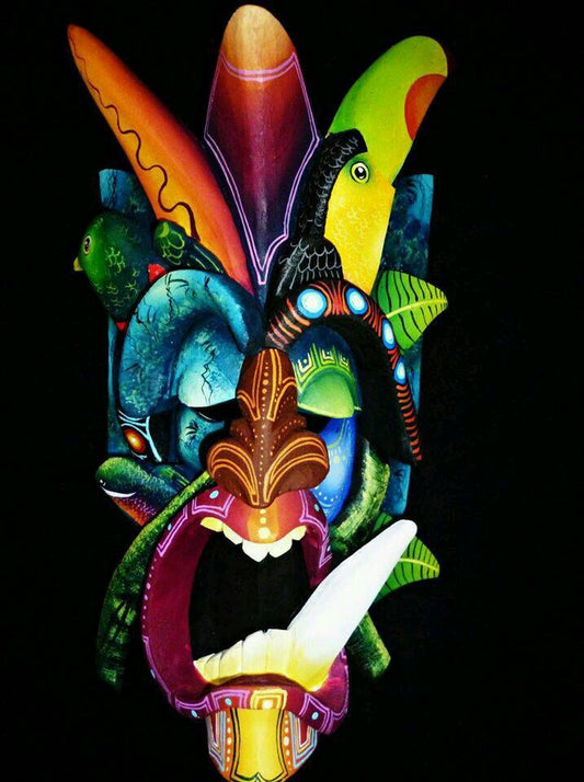 Boruca mask, Indigenous art from Costa Rica, Diablitos game mask, ceremonial mask, wooden mask