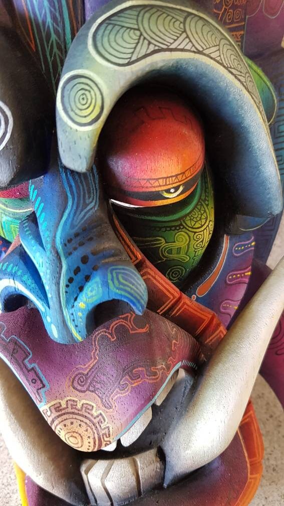 Authentic Boruca Mask, handmade it, warrior mask with original details, unique mask, directly from the artist.