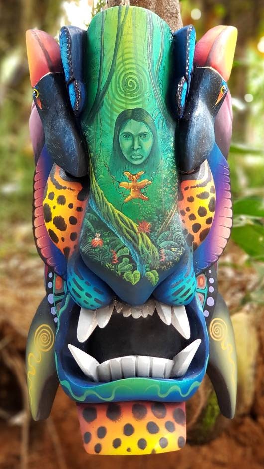 Authentic Boruca Mask, Costa Rica indigenous Art, tribal Mask, incredible design, jaguar warrior mask, handmade