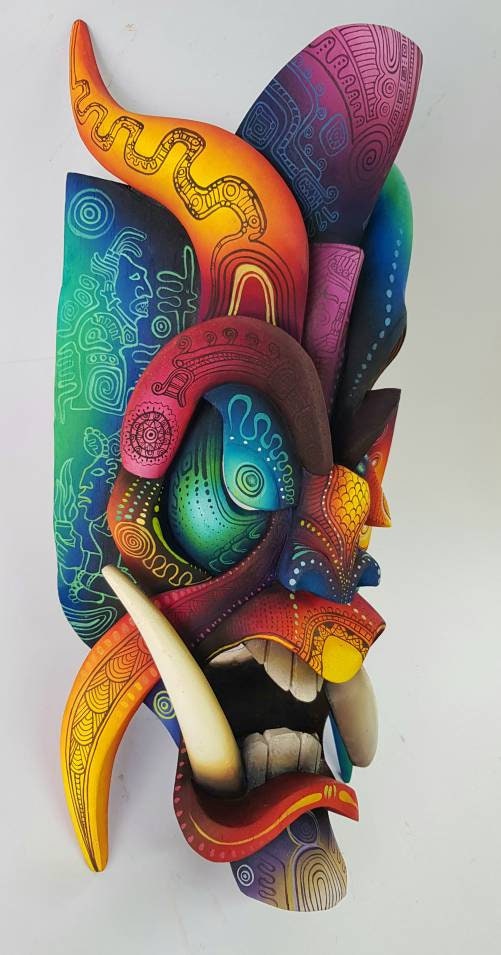 Authentic Boruca Mask, Costa Rica indigenous Art, tribal Mask, incredible design, warrior mask.