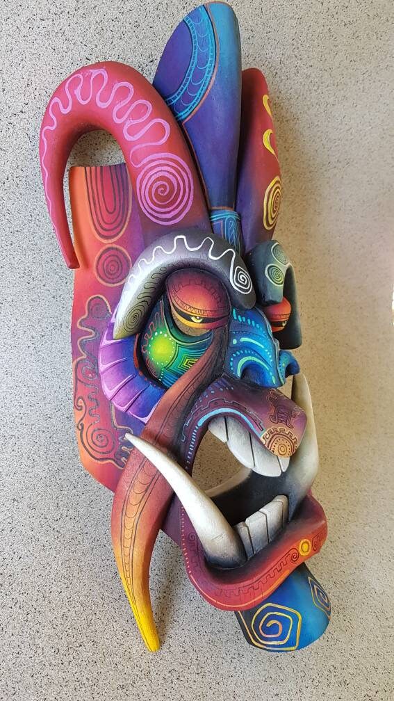 Authentic Boruca Mask, handmade it, warrior mask with original details, unique mask, directly from the artist.