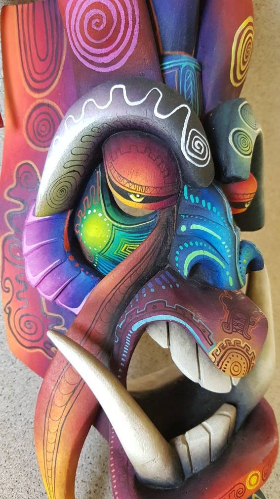 Authentic Boruca Mask, handmade it, warrior mask with original details, unique mask, directly from the artist.