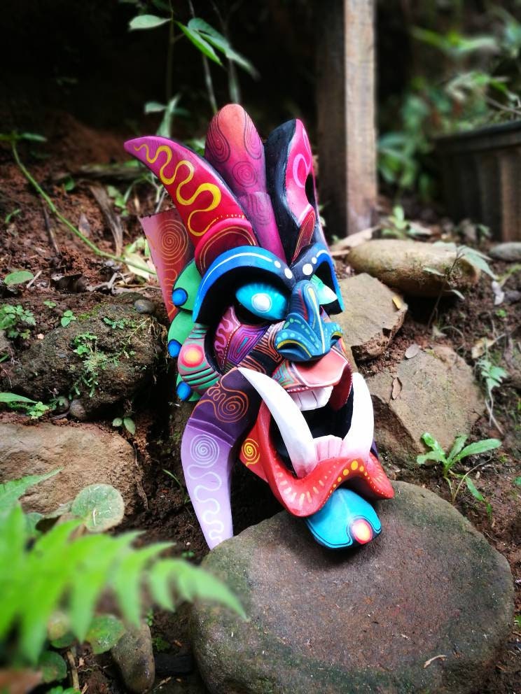 Warrior mask, tribal mask, authentic Boruca mask, great work from indigenous of Costa Rica, Boruca mask