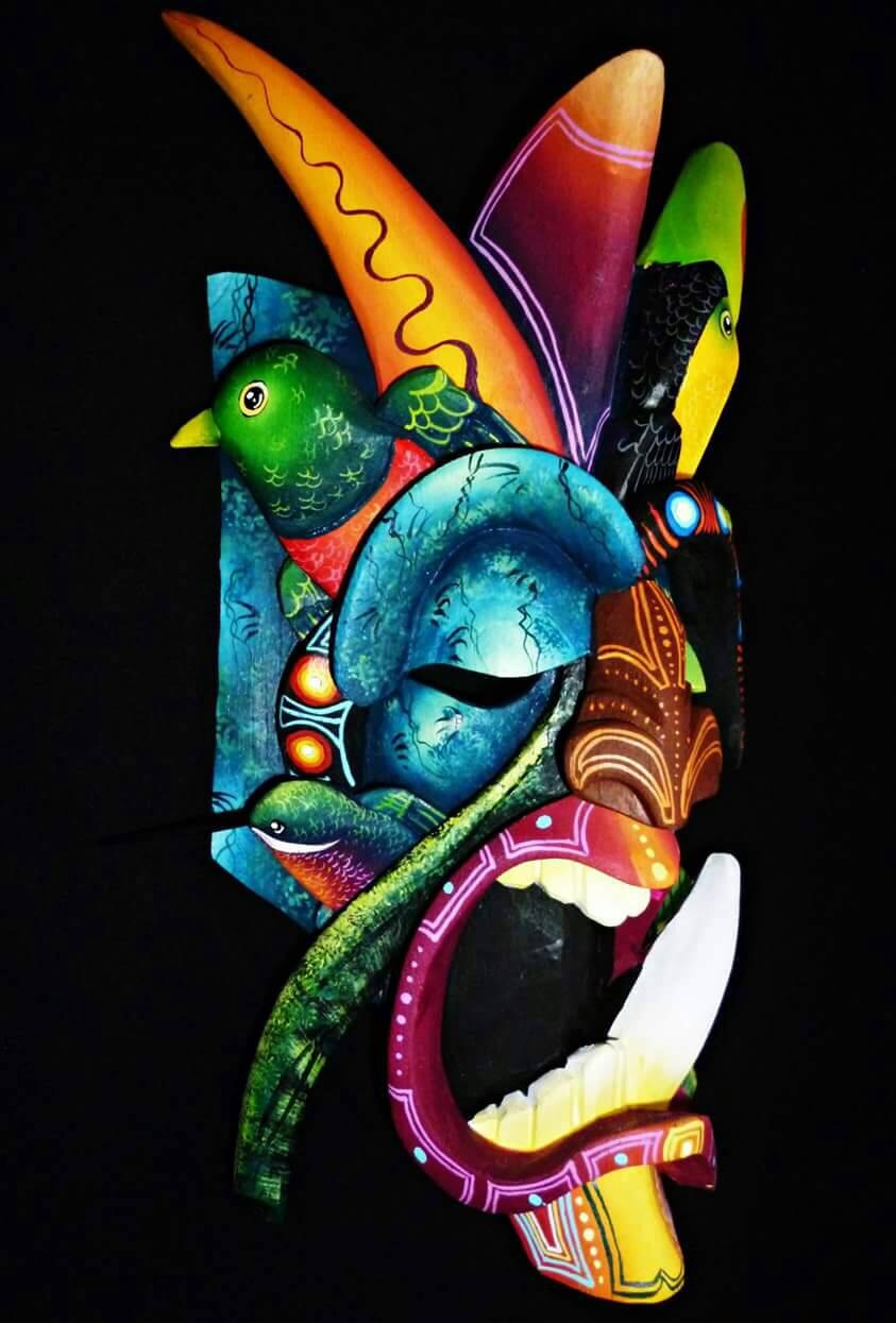Boruca mask, Indigenous art from Costa Rica, Diablitos game mask, ceremonial mask, wooden mask