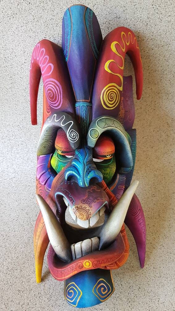 Authentic Boruca Mask, handmade it, warrior mask with original details, unique mask, directly from the artist.