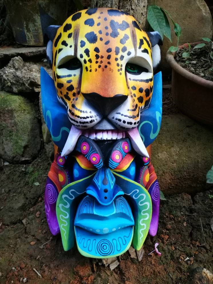 The Jaguar and the warrior, Boruca mask, new design, jaguar mask, Boruca Warrior