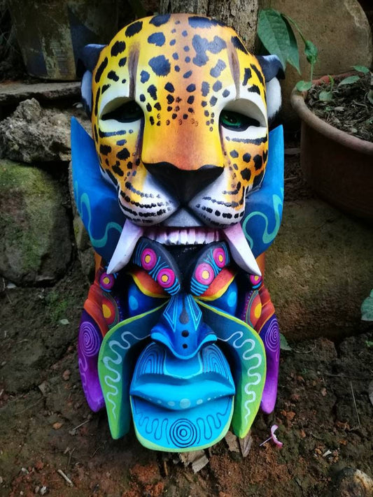 The Jaguar and the warrior, Boruca mask, new design, jaguar mask, Boruca Warrior