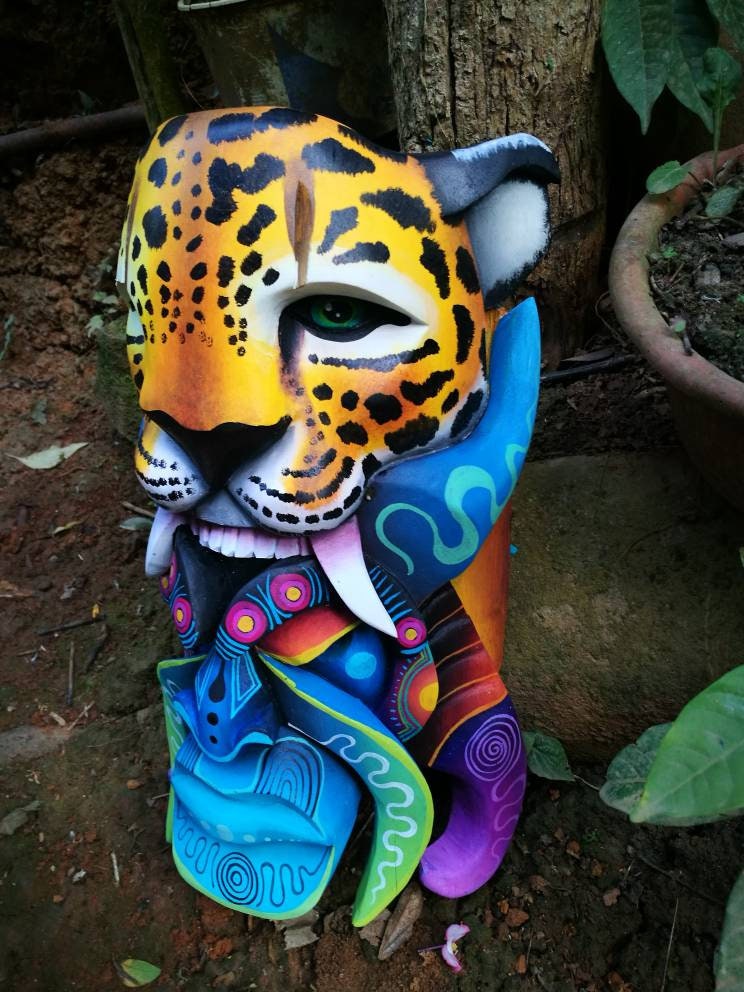 The Jaguar and the warrior, Boruca mask, new design, jaguar mask, Boruca Warrior