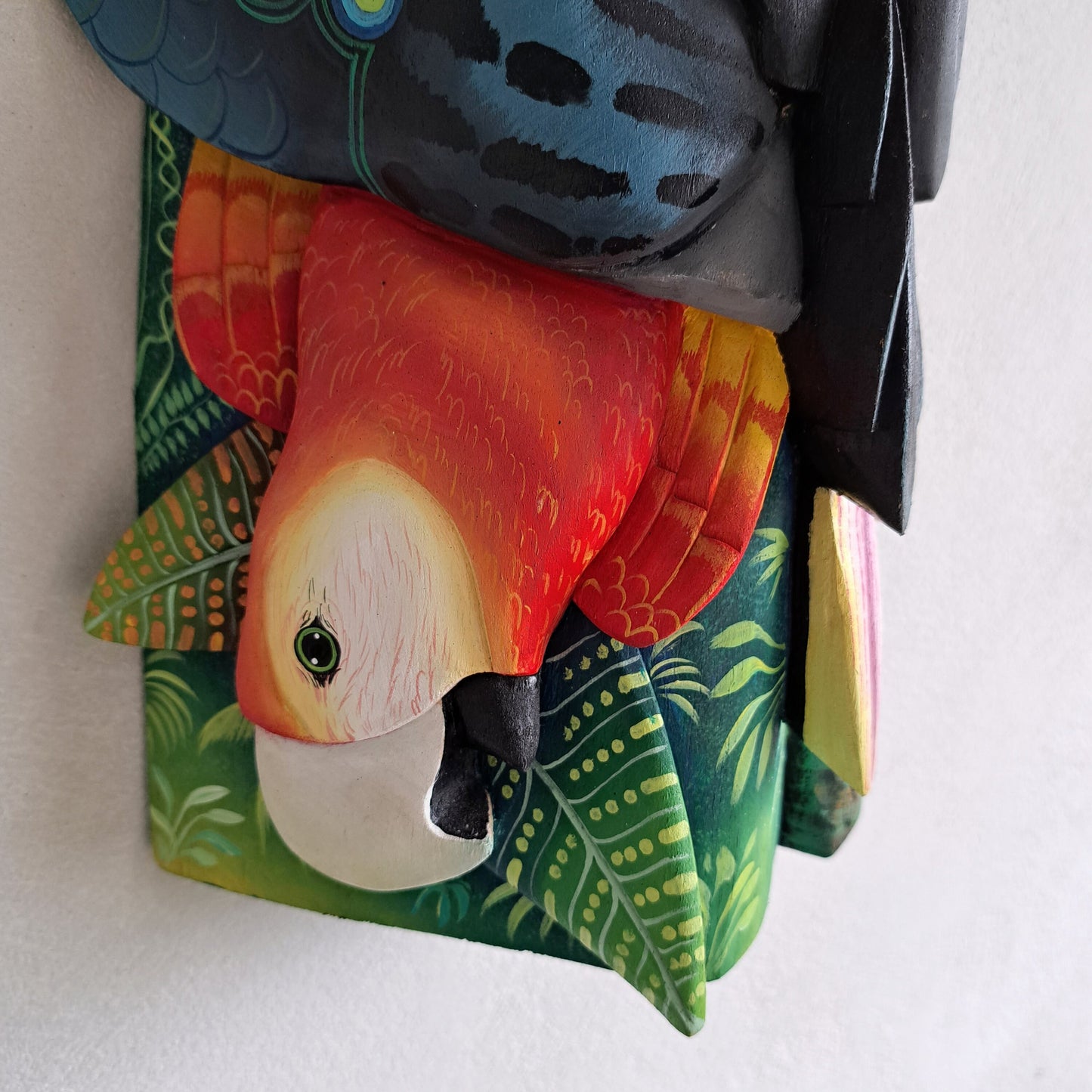 Authentic Boruca mask, birds, orchid, jaguar, wooden mask, tribal art Costa Rica, available mask