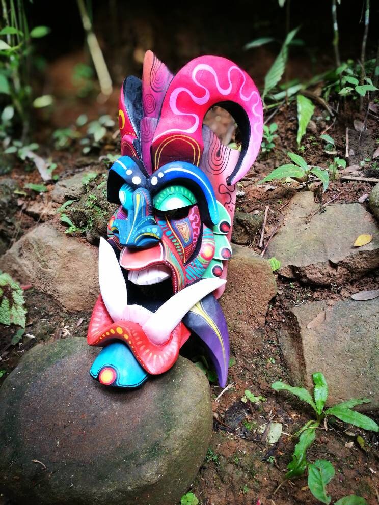 Warrior mask, tribal mask, authentic Boruca mask, great work from indigenous of Costa Rica, Boruca mask