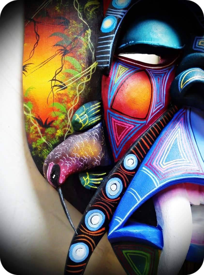 Indigenous Boruca mask, Authentic Boruca mask, wooden mask.