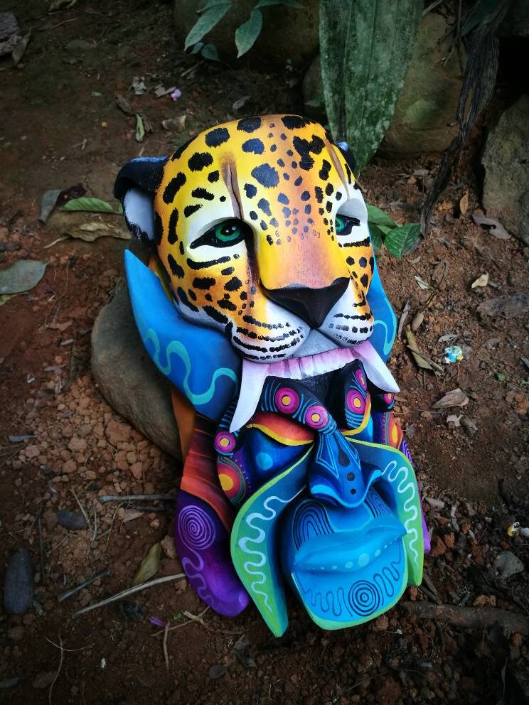 The Jaguar and the warrior, Boruca mask, new design, jaguar mask, Boruca Warrior