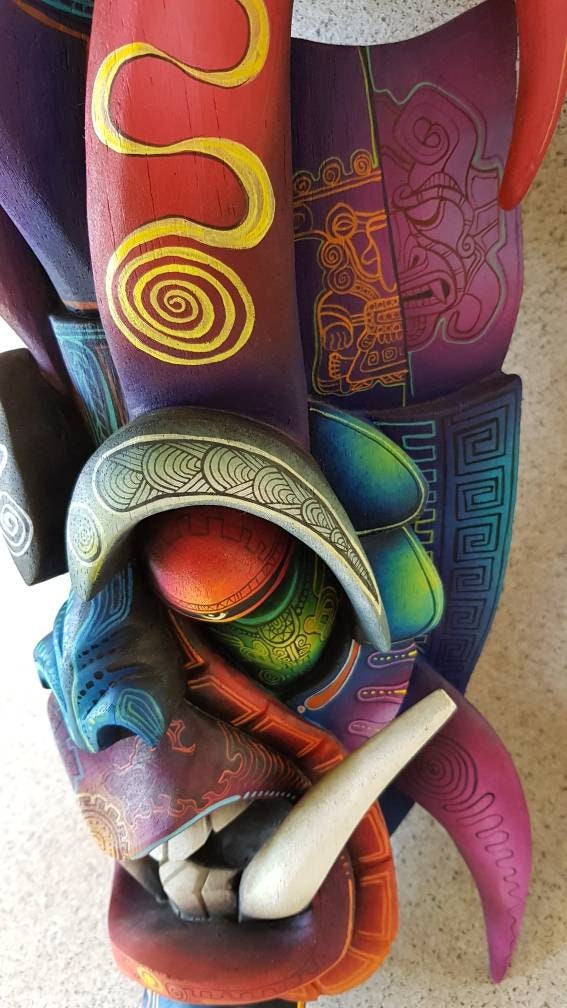 Authentic Boruca Mask, handmade it, warrior mask with original details, unique mask, directly from the artist.